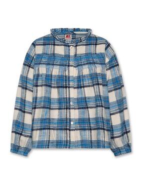 ** KIDS ** AO76 "Karla Mina" Blue Plaid Shirt, size 12 years